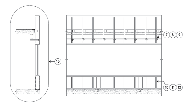 wind loadbearing spandrel wall for strip windows